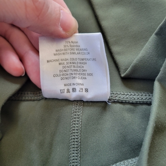 Zyia Active Army green w/ white side stripe high rise workout legging 4 - Picture 4 of 7